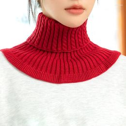 Scarves Hand Knitted Cotton Fake Collar Winter Detachable High Collars Neck Warmer Guard Elastic Ruffled Turtleneck False