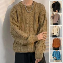 Men's Sweaters Retro Sweater Men Twist Round Neck Jumper Winter Models Lazy Wind Ins Tide Loose Knit Outside Wool Clothes