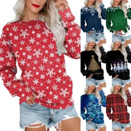 Women's Hoodies Womens Daily Merry Christmas Print O Neck Sweatshirt Round Fit Pullover Tops Casual Long Women Soft With Zipper