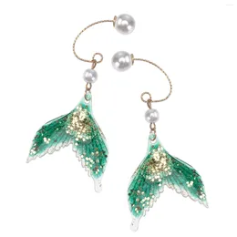 Dangle Earrings 1 Pair Mermaid Fashion Fish Tail Delicate Ear Drop Creative Jewellery Simple Dangler For Woman (Blue