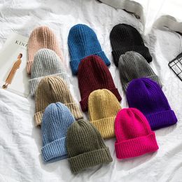 BeanieSkull Caps Candy Colours Winter Hat Women Knitted Warm Soft Trendy Kpop Style Wool Beanie Elegant Allmatch 231027