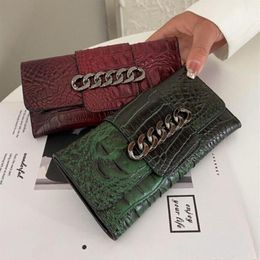 Factory whole women handbag vintage leather long wallet elegant and versatile Alligator wallets folding large embossed Stone s314O