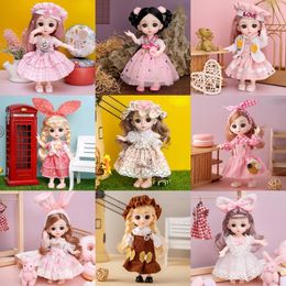 Dolls Mini 16cm BJd Doll 13 Movable Joint Girl 3D Big Eyes 112 Fashion Princess DIY Dress Up Toy With Clothes Gift 231026