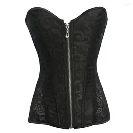 Bustiers & Corsets XS-XXL Women Sexy Black Lace Up And Gothic Zip Overbust Corset Waist Cincher Slimming Body Shaper Plus Size