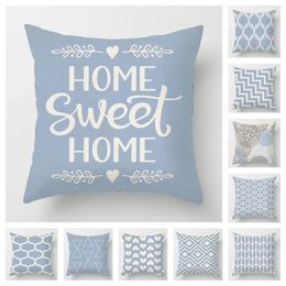 Pillow Geometric Light Blue Cover 50 50 Living Room Sofa Cushion 40 40 Solid Colour Decorative Home Decor 231027