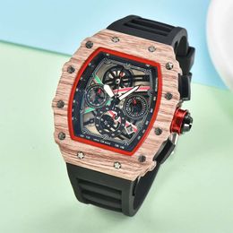 Fashionable Men's Quartz Multifunctional Miller Luminous Calendar Barrel Silicone Watch