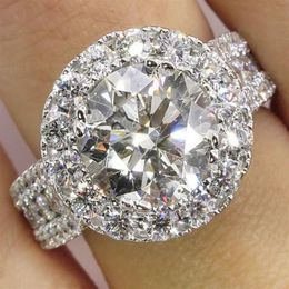 Size 6-10 Whole Professional Jewelry 925 Sterling Silver Fill Big Round Shaoe White Topaz CZ Diamond Women Wedding Band Ring f293M