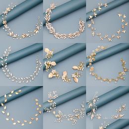 Hair Clips & Barrettes Pearl Rhinestone Flower Headband Wedding Hair Accessories For Women Bridal Jewelry Light Gold Drop De Dhgarden Ot0Ma