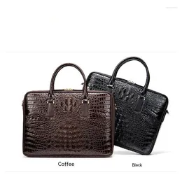 Briefcases Men's Briefcase Leather Bag Luxury Crocodile-print Tote 14 Inch Computer Business Cross-body