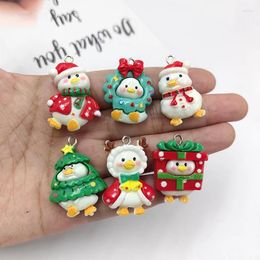 Charms 10pcs Kawaii Christmas Animals Duck Trees For Jewelry Making Resin Gift Bag Pendants Diy Earring Keychain Finding