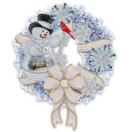 Christmas Decorations 5D Diamond Painting Wreath Snow Doll Santa Claus Cross Stitch Embroidery Winter Decoration 231027