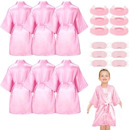 Other Event Party Supplies 6/1Pcs Spa Party Robes Kimono Robe for Girls Silk Satin Kids Bathrobe Birthday Squad Robes Flower Slumber Robe Party Supplies 231026