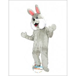 Halloween Grey Happy Rabbit Mascot Costume Cartoon Anime theme character Adult Size Christmas Carnival Birthday Party Fancy Outfit