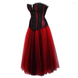 Bustiers & Corsets Christmas Corset Dress Lace Trim Halloween Costumes Floral And Skirts Set Fashion Lingerie Plus Size TopBustiers