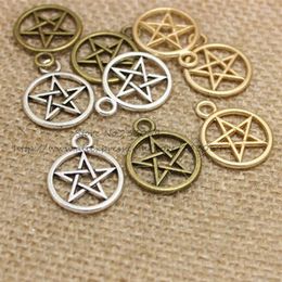 PULCHRITUDE Three Color Vintage Metal Alloy Pentagram Charms Jewelry Pendant Charms Findings 50pcs 20 25mm T03372330