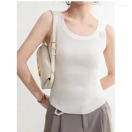 Women's Tanks Ice Silk U-Neck Covering Belly Suspended Tank Top For Female Outerwear Knitted Slim Fit Underlay With Sleeveless Width