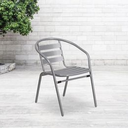 Camp Furniture Silver Metal Restaurant Stack Chair With Aluminum Slats