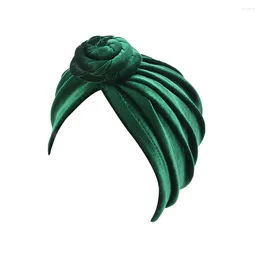 Berets Stylish Swirl Bonnet Bohemian Hat National Style Turban Green