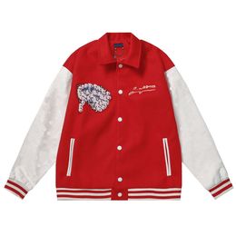 Men's Jackets Mens Varsity Leather Baseball Jacket Vintage Embroidery Letter Patchwork College Coats Hip Hop Bomber Coat