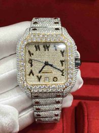 2023 New Edition Moissanite Watch Gold and Silver Pass Test Mens Diamond Top Automatic Mechanical ETA Sports Luxury Full Ice Out 2 Tone Watch