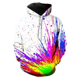 Customised Hoodies & Sweatshirts Fashion Casual Colourful pigment splashing Printing Men's hooded sweater