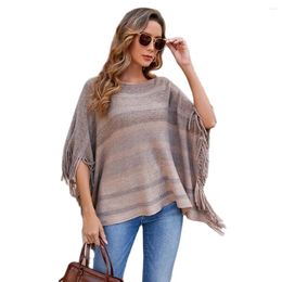 Women's Sweaters Casual Loose Women Pullover Sweater Female Tassel Cape Tops Girl's Streetwear Knitted Shawl Coat Lady's Cloak