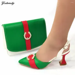 Dress Shoes Nigerian Style Elegant Woman With Bag Sets Italian Decorated Crystal High Heels And Set For Party