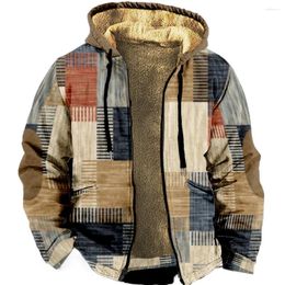 Men's Hoodies Zipper For Men Casual Patchwork Design Color Block Winter Coat Long Sleeve Sweatshirt Hooded Jacket