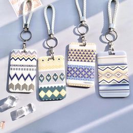 Card Holders 2023 Ins Student School Access Control Credit Id Holder Bags Geometric Patterns Women Men Work Bus Cover Case Keyring