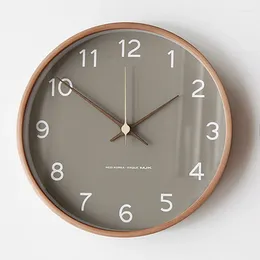 Wall Clocks Solid Wood Transparent Glass Clock Living Room Home Fashion Hanging Light Luxury Nordic Simple