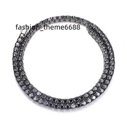 Real 4mm 5mm Black Full Moissanite Tennis Necklace For Women and Men S925 Sterling Silver Neck Chain Plate 18K Gold Fine Jewellery