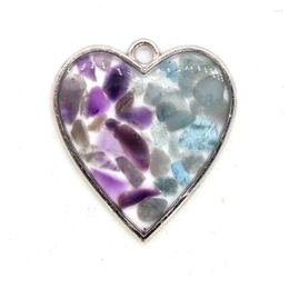 Pendant Necklaces KFT Different Shape Silver Plated Natural Amethyst Crystal Lapis Lazuli Chip Stone Heart Moon Resin Craftwork Jewelry