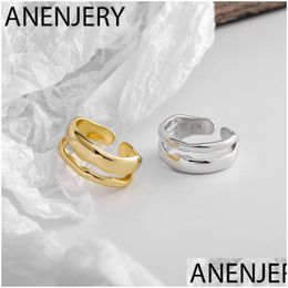 Band Rings 925 Sterling Sier Charming Irregar High Polish Wave Rings Gold Open Ring Jewelry For Women Party Gifts S-R513 Dro Dhgarden Otqmw