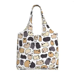 Shopping Bags Pug Life Reusable Grocery Foldable Washable Tote With Pouch