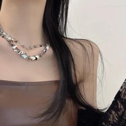 Chains Gothic Delicate Sequin Necklace For Women Vintage Multi Layered Silver Collarbone Chain Wedding Party Gift Jewellery