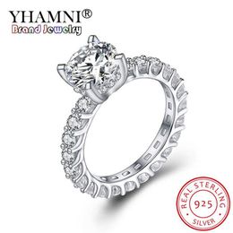 YHAMNI 100% Real 925 Sterling Silver Ring 2 0CT 8MM Classic Created Moissanite Wedding Engagement Rings Jewellery for Women JZ325236a