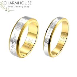Wedding Rings Couple's Ring Sets For Man Women 18K Gold Color GP Forever Lover Band Engagement Bague Femme Fashion Jewelry Gi293s