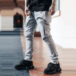 Men's Pants Spring Autumn Cargo Solid Zip Multi-pocket Trousers Running Ffitness Casual Harem Sweat Skinny Hip Hop Streetwear