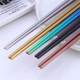 Fashion Glossy Titanium Gold-plated Chopsticks, Colourful Stainless Steel Chopsticks Rose Gold Black Rainbow Square Chopsticks150pair