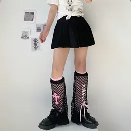 Women Socks S Cute Cross Pattern Knee High Boot Cuffs Japanese Harajuku Kawaii Long