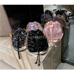 INS Children bling bucket handbags girls sequins single shoulder phone bag kids metals chain crossbody bags