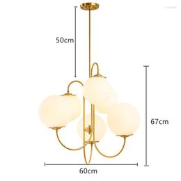 Chandeliers SGROW Indoor Lighting Fixtures Modern Hanging Lamps For Bedroom Gold Metal Body LED Lights 6 Glass Balls Lamp