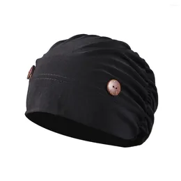 Berets 1pc Women Head Wrap Polyester Stretch Chemotherapy Headwrap Multifunctional Hat(Black)