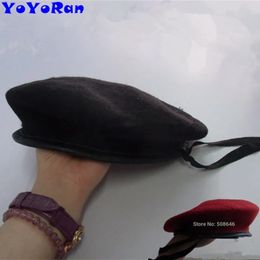 Berets YOYORan 1PC man 100% wool military beret Black red navy wool solid color army soldier tactical beret cap hat Apparel 231027