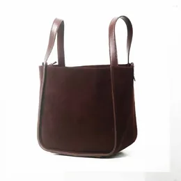 Evening Bags Autumn Style Cow Leather Handbag Basket Bukcet Luxury Design Shoulder Mini Tote Chic Purses 2023