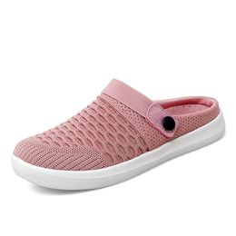 Flying net bread head half-drag womens shoes spring and summer new mens and womens versatile flat casual pedal lazy couple shoes