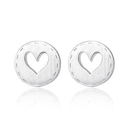 Korean New Hollow out Sweet Heart S925 Silver Stud Earrings Jewelry Charm Women Luxurious 18k Gold Plated Earrings for Women Wedding Party Valentine's Day Gift SPC