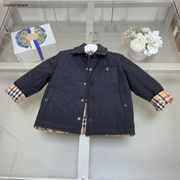 New lapel coat for Baby Double sided use Child jacket Size 100-160 high quality Logo intaglio button kids Outwear Oct25