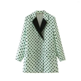 Women's Suits Polka Dot Chic Office Lady Slim Blazers For Women Elegant Stylish Coats 2023 Long Sleeve Double Breasted Blazer