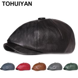 Berets Women PU Leather Beret Hat Solid Gatsby Octagonal Hats Retro British sboy Cap Men Outdoor Universal Casual Peaked Caps 231027